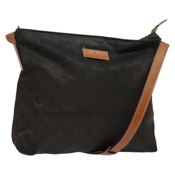 GUCCI GG Canvas Shoulder Bag Nylon Black Silver - Picture 1 of 16